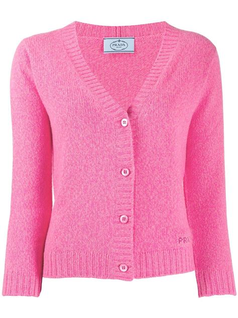 pink knitted cardigan prada|Prada cardigan women's.